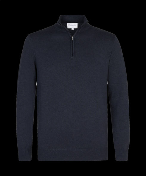 Middennachtblauwe trui met halflange zip